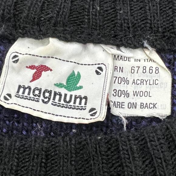 Vintage 90s Purple Black Grandpa Wool Blend Sweater | Size Medium - Picture 3 of 4